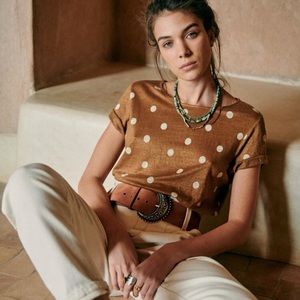 Sézane Andre t-shirt brown white dot